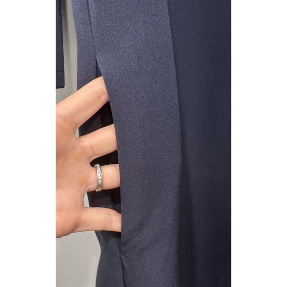 Tuckernuck Navy Blue Daphne Dress Women’s Size Small Bow Tie Ruffle Neck Pockets - Picture 7 of 10